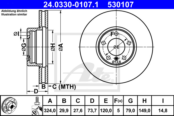 Disc frana 24.0330-0107.1 ATE - Frana disc