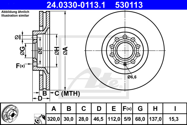 Disc frana 24.0330-0113.1 ATE - Disc frana Disc frana 24.0330-0113.1 ATE - Disc frana