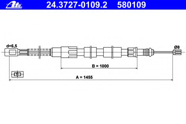 Cablu, frana de parcare 24.3727-0109.2 ATE - Maneta/ cablu Cablu, frana de parcare 24.3727-0109.2 ATE - Maneta/ cablu