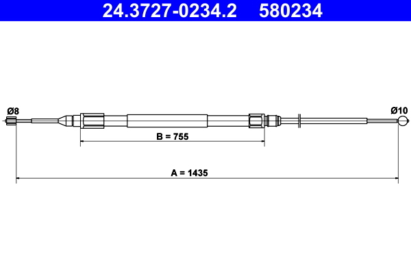 Cablu, frana de parcare 24.3727-0234.2 ATE - Maneta/ cablu Cablu, frana de parcare 24.3727-0234.2 ATE - Maneta/ cablu