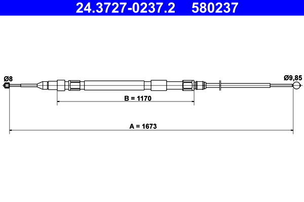 Cablu, frana de parcare 24.3727-0237.2 ATE - Maneta/ cablu Cablu, frana de parcare 24.3727-0237.2 ATE - Maneta/ cablu