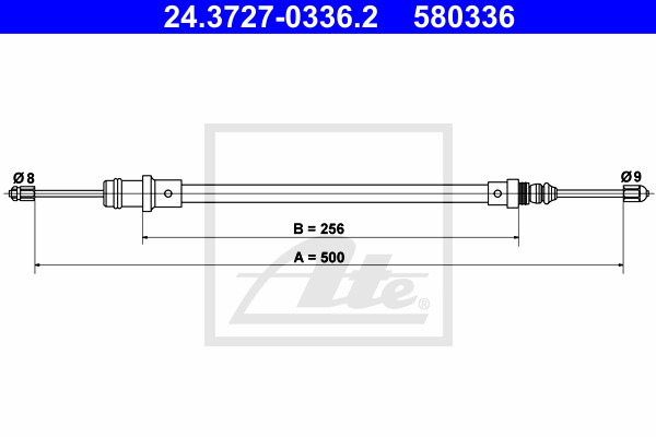 Cablu, frana de parcare 24.3727-0336.2 ATE - Maneta/ cablu Cablu, frana de parcare 24.3727-0336.2 ATE - Maneta/ cablu