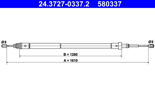 Cablu, frana de parcare 24.3727-0337.2 ATE - Maneta/ cablu Cablu, frana de parcare 24.3727-0337.2 ATE - Maneta/ cablu