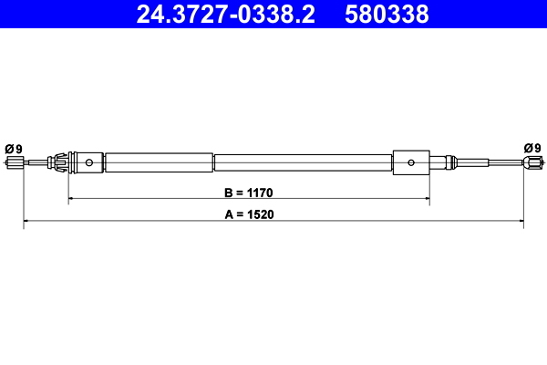 Cablu, frana de parcare 24.3727-0338.2 ATE - Maneta/ cablu Cablu, frana de parcare 24.3727-0338.2 ATE - Maneta/ cablu