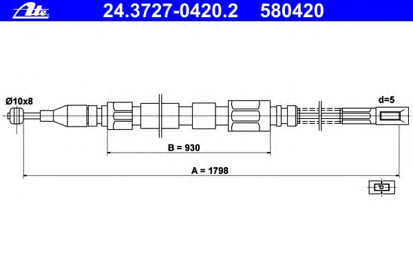 Cablu, frana de parcare 24.3727-0420.2 ATE - Maneta/ cablu Cablu, frana de parcare 24.3727-0420.2 ATE - Maneta/ cablu