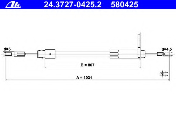 Cablu, frana de parcare 24.3727-0425.2 ATE - Maneta/ cablu Cablu, frana de parcare 24.3727-0425.2 ATE - Maneta/ cablu