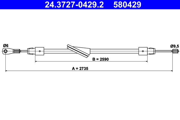 Cablu, frana de parcare 24.3727-0429.2 ATE - Maneta/ cablu Cablu, frana de parcare 24.3727-0429.2 ATE - Maneta/ cablu