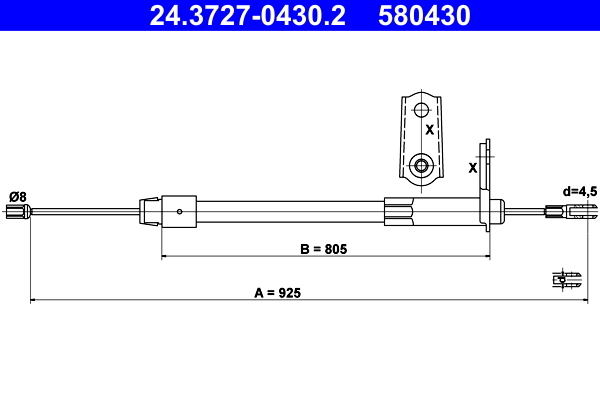Cablu, frana de parcare 24.3727-0430.2 ATE - Maneta/ cablu Cablu, frana de parcare 24.3727-0430.2 ATE - Maneta/ cablu