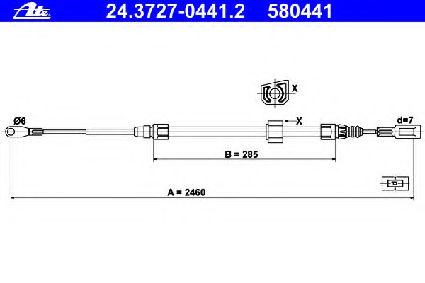 Cablu, frana de parcare 24.3727-0441.2 ATE - Maneta/ cablu Cablu, frana de parcare 24.3727-0441.2 ATE - Maneta/ cablu