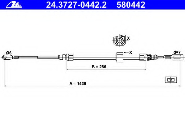 Cablu, frana de parcare 24.3727-0442.2 ATE - Maneta/ cablu Cablu, frana de parcare 24.3727-0442.2 ATE - Maneta/ cablu