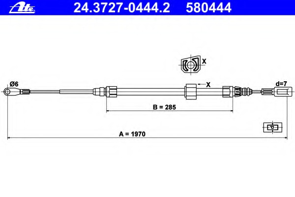 Cablu, frana de parcare 24.3727-0444.2 ATE - Maneta/ cablu Cablu, frana de parcare 24.3727-0444.2 ATE - Maneta/ cablu