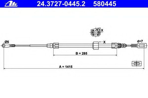 Cablu, frana de parcare 24.3727-0445.2 ATE - Maneta/ cablu Cablu, frana de parcare 24.3727-0445.2 ATE - Maneta/ cablu