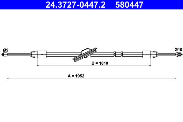 Cablu, frana de parcare 24.3727-0447.2 ATE - Maneta/ cablu Cablu, frana de parcare 24.3727-0447.2 ATE - Maneta/ cablu
