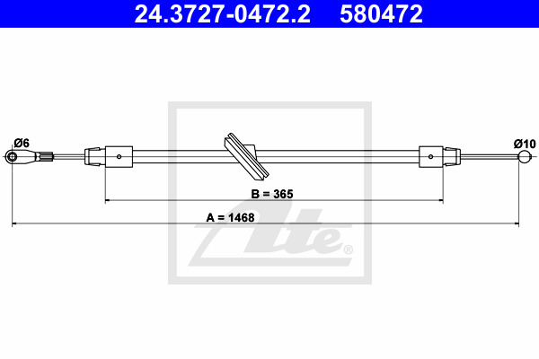 Cablu, frana de parcare 24.3727-0472.2 ATE - Maneta/ cablu