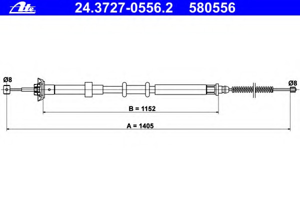 Cablu, frana de parcare 24.3727-0556.2 ATE - Maneta/ cablu
