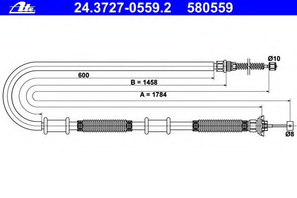 Cablu, frana de parcare 24.3727-0559.2 ATE - Maneta/ cablu