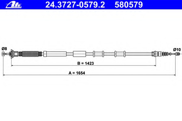 Cablu, frana de parcare 24.3727-0579.2 ATE - Maneta/ cablu Cablu, frana de parcare 24.3727-0579.2 ATE - Maneta/ cablu