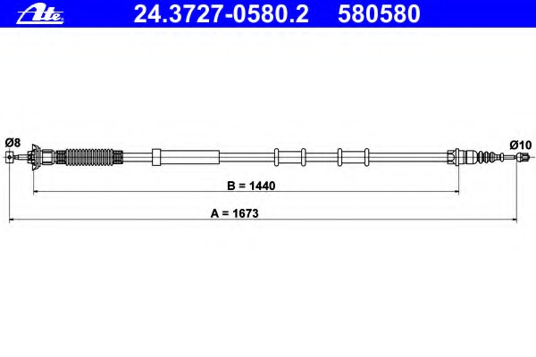 Cablu, frana de parcare 24.3727-0580.2 ATE - Maneta/ cablu Cablu, frana de parcare 24.3727-0580.2 ATE - Maneta/ cablu