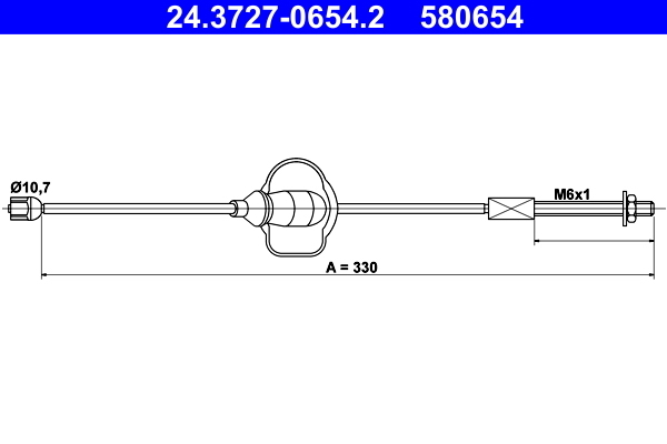 Cablu, frana de parcare 24.3727-0654.2 ATE - Maneta/ cablu Cablu, frana de parcare 24.3727-0654.2 ATE - Maneta/ cablu