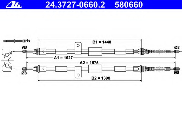 Cablu, frana de parcare 24.3727-0660.2 ATE - Maneta/ cablu Cablu, frana de parcare 24.3727-0660.2 ATE - Maneta/ cablu