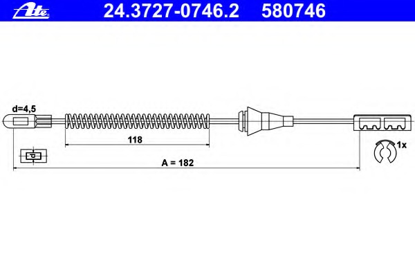 Cablu, frana de parcare 24.3727-0746.2 ATE - Maneta/ cablu Cablu, frana de parcare 24.3727-0746.2 ATE - Maneta/ cablu