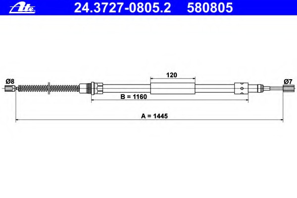 Cablu, frana de parcare 24.3727-0805.2 ATE - Maneta/ cablu Cablu, frana de parcare 24.3727-0805.2 ATE - Maneta/ cablu