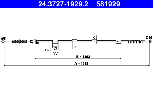 Cablu, frana de parcare 24.3727-1929.2 ATE - Maneta/ cablu Cablu, frana de parcare 24.3727-1929.2 ATE - Maneta/ cablu