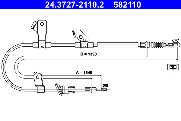 Cablu, frana de parcare 24.3727-2110.2 ATE - Maneta/ cablu Cablu, frana de parcare 24.3727-2110.2 ATE - Maneta/ cablu