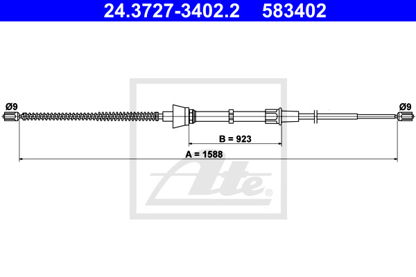 Cablu, frana de parcare 24.3727-3402.2 ATE - Maneta/ cablu Cablu, frana de parcare 24.3727-3402.2 ATE - Maneta/ cablu