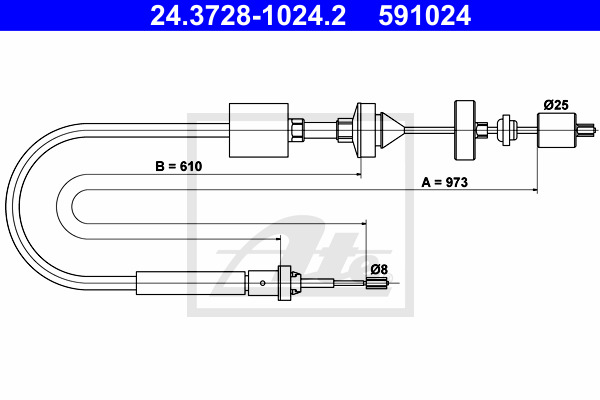 Cablu ambreiaj 24.3728-1024.2 ATE - Cablu ambreiaj