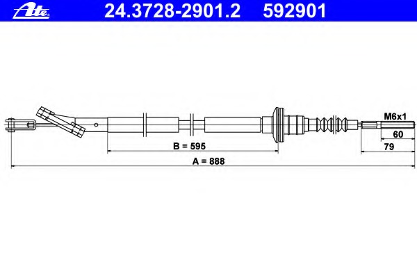 Cablu ambreiaj 24.3728-2901.2 ATE - Comanda ambreiaj Cablu ambreiaj 24.3728-2901.2 ATE - Comanda ambreiaj