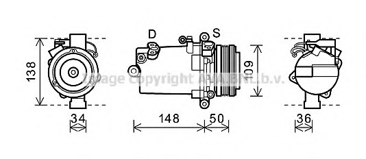 Compresor, climatizare BWAK408 AVA QUALITY COOLING - Compresor/piese Compresor, climatizare BWAK408 AVA QUALITY COOLING - Compresor/piese