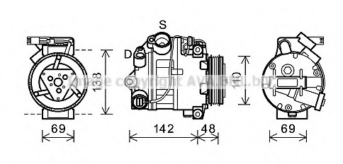 Compresor, climatizare BWAK443 AVA QUALITY COOLING - Compresor/piese Compresor, climatizare BWAK443 AVA QUALITY COOLING - Compresor/piese