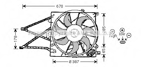 Ventilator, radiator OL7509 AVA QUALITY COOLING - Gmv (electroventilator ) Ventilator, radiator OL7509 AVA QUALITY COOLING - Gmv (electroventilator )
