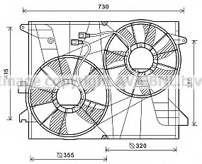 Ventilator, radiator OL7572 AVA QUALITY COOLING - Gmv (electroventilator ) Ventilator, radiator OL7572 AVA QUALITY COOLING - Gmv (electroventilator )