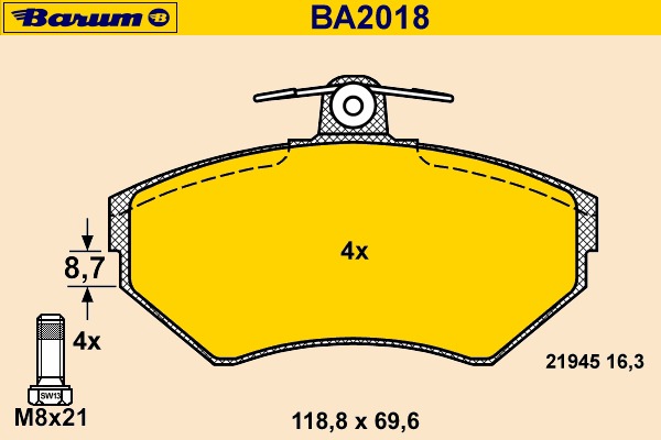 set placute frana,frana disc BA2018 BARUM - Set placute frana set placute frana,frana disc BA2018 BARUM - Set placute frana