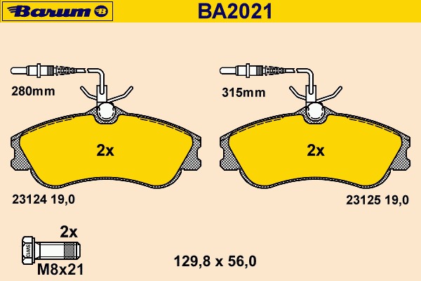 set placute frana,frana disc BA2021 BARUM - Frana disc set placute frana,frana disc BA2021 BARUM - Frana disc