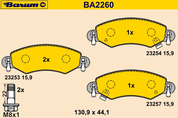 set placute frana,frana disc BA2260 BARUM - Frana disc