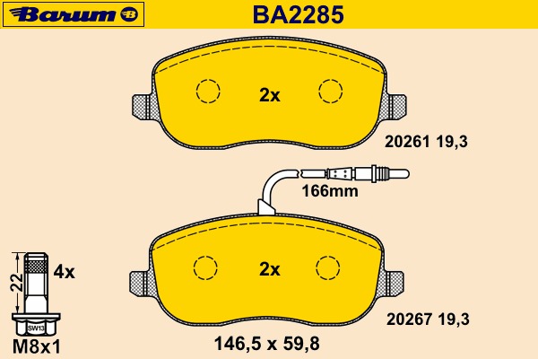 set placute frana,frana disc BA2285 BARUM - Set placute frana set placute frana,frana disc BA2285 BARUM - Set placute frana