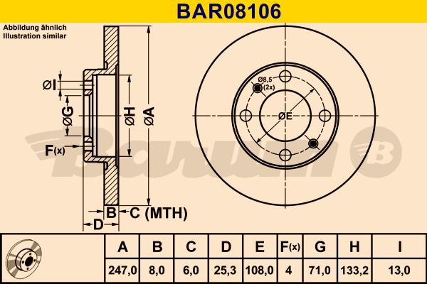 Disc frana BAR08106 BARUM - Frana disc Disc frana BAR08106 BARUM - Frana disc