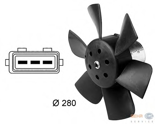 Ventilator, radiator 8EW 009 144-381 BEHR HELLA SERVICE - Gmv (electroventilator )