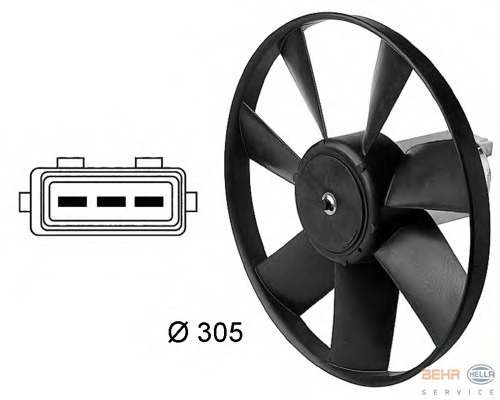 Ventilator, radiator 8EW 009 144-411 BEHR HELLA SERVICE - Gmv (electroventilator )