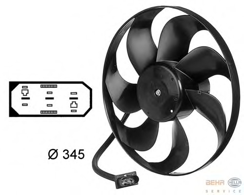 Ventilator, radiator 8EW 009 144-531 BEHR HELLA SERVICE - Ventilator radiator