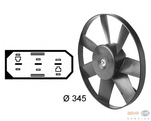 Ventilator, radiator 8EW 009 144-581 BEHR HELLA SERVICE - Ventilator radiator