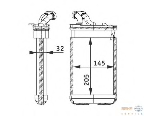 Schimbator caldura, incalzire habitaclu 8FH 351 311-301 BEHR HELLA SERVICE - Radiator incalzire interior