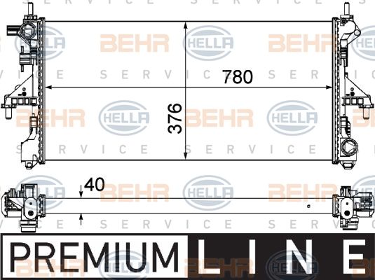 Radiator, racire motor 8MK 376 750-431 BEHR HELLA SERVICE - Radiator apa/piese