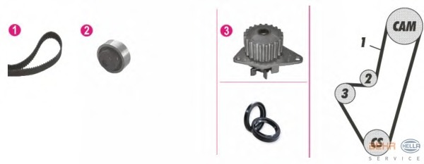 Set pompa apa + curea dintata 8MP 376 800-811 BEHR HELLA SERVICE - Pompa apa/ garnitura