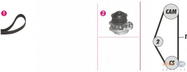 Set pompa apa + curea dintata 8MP 376 802-811 BEHR HELLA SERVICE - Pompa apa/ garnitura