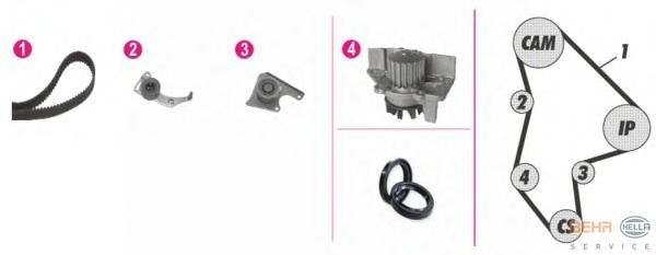 Set pompa apa + curea dintata 8MP 376 804-801 BEHR HELLA SERVICE - Kit distributie Set pompa apa + curea dintata 8MP 376 804-801 BEHR HELLA SERVICE - Kit distributie