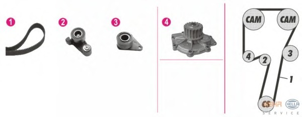 Set pompa apa + curea dintata 8MP 376 807-801 BEHR HELLA SERVICE - Pompa apa/ garnitura